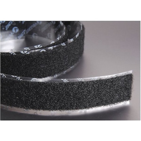 Reclosable Fastener, Rubber Adhesive, 75 ft, 2 in W, Black
