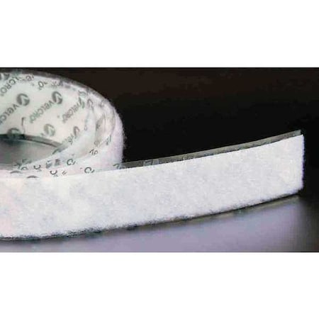 Reclosable Fastener, Rubber Adhesive, 75 ft, 1 in W, White