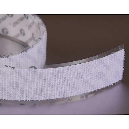 Reclosable Fastener, Rubber Adhesive, 75 ft, 5/8 in W, White