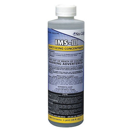Ice Machine Sanitizing Concentrate, Nickel Safe, Liquid, 16 oz Bottle, Clear