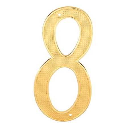 4 in. House Number 8, Diecast, Brass Finish, PK2