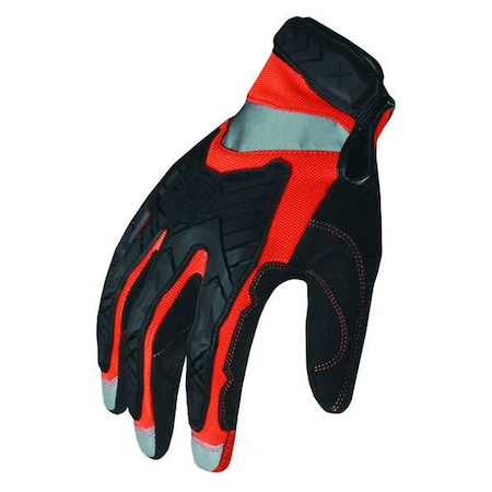 EXO Hi-Vis Mechanics Gloves, Embossed Synthetic Leather, Foam Padding, Duraclad Palm, M
