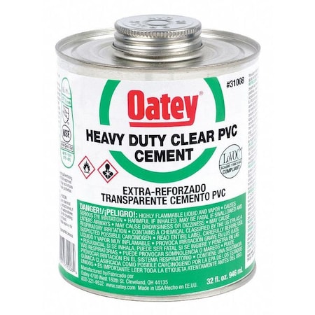 PVC Cement,Clear,Heavy Bodied,32 oz.