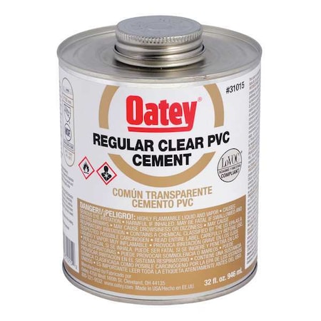 PVC Cement,Clear,Regular Body,32 oz.