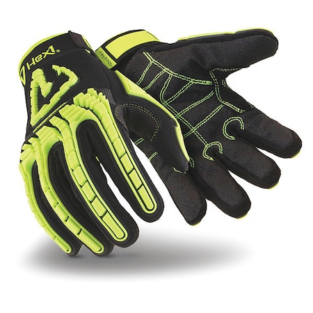 Hi-Vis Cut Resistant Impact Gloves, Cut Level A1 ,Uncoated ,None ,XL 1 PR