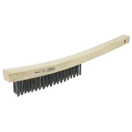 Wire Scratch Brush, .012 Carbon Steel Fill, Curved Handle, 3x19 Rows