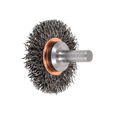 1-1/2" Crimped Wire Wheel Brush - .012 CS Wire, 1/4" Shank