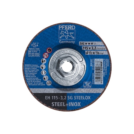 Abrasive Cut-Off Wheel, Type 27, 4-1/2 in Dia, 1/8 in Thick, 5/8 in-11 Arbor Hole Size, 46 Grit