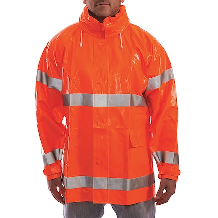 Flame Resistant Rain Jacket, PVC, Class 3 R, Orange, S