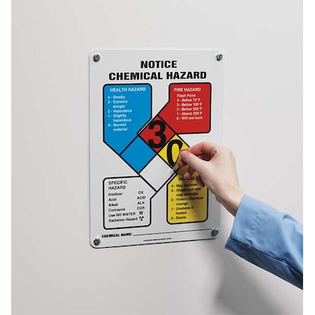 NFPA Sign, NFPA Notice Chemical Hazard Sign, 10 in W, 14 in H