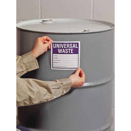 Haz Waste Label,Universal Waste,6x6 in,Paper,250/RL, PK250