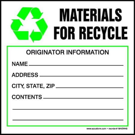 DOT Handling Label, Polyester, 6" W, 6" H