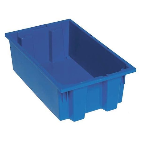Stack & Nest Storage Container, 3.7 gal, 18 in L x 11 in W x 6 in H, Blue, Polyethylene