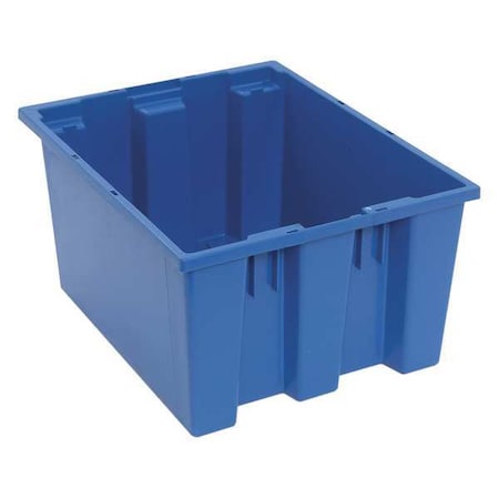 Stack & Nest Storage Container, 9 gal, 19-1/2 in L x 15-1/2 in W x 10 in H, Blue, Polyethylene