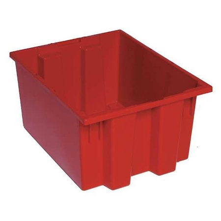 Stack & Nest Storage Container, 9 gal, 19-1/2 in L x 15-1/2 in W x 10 in H, Red, Polyethylene