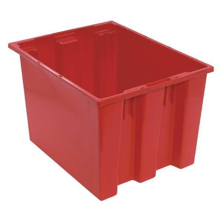Stack & Nest Storage Container, 12.7 gal, 19-1/2 in L x 15-1/2 in W x 13 in H, Red, Polyethylene