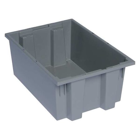 Stack & Nest Storage Container, 6 gal, 19-1/2 in L x 13-1/2 in W x 8 in H, Gray, Polyethylene
