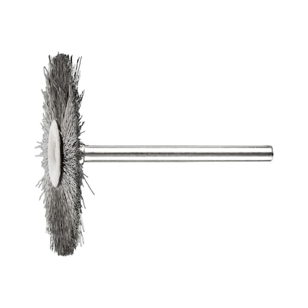 1-1/2" Miniature Mtd. Wheel Brush - .005 SS Wire, 1/8" Stem