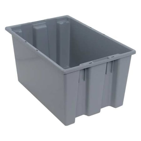 Stack & Nest Storage Container, 12.7 gal, 23-1/2 in L x 15-1/2 in W x 12 in H, Gray, Polyethylene