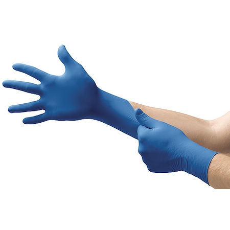 US-220, Disposable Gloves, 3.00 to 3.99 mil Palm, Nitrile, Powder-Free, M (8), 100 PK, Blue