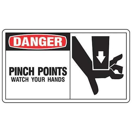 Safety Label, 3 1/2 in Height, 5 in Width, Vinyl, Horizontal Rectangle, English