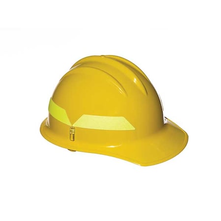 Fire Helmet, Thermoplastic, 6 pt Ratchet, Yellow, Fits Hat Size 6-1/2 to 8 ,Front Brim
