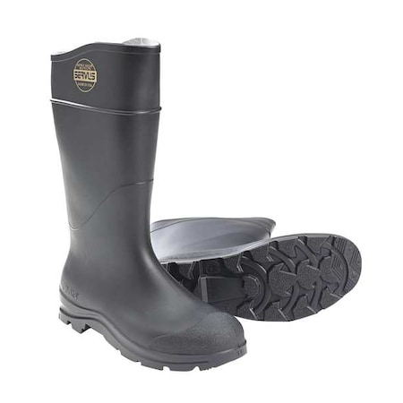 Steel-Toe Rubber Boot, PVC, Knee-Height, Comfort Technology, Black, Men's Size 13, 1 Pair