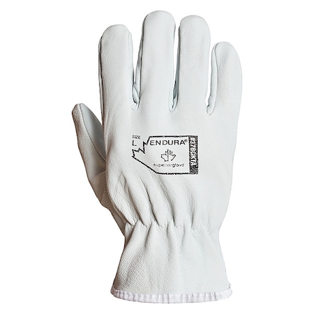 Drivers Gloves, Shirred Slip-On Cuff, Keystone Thumb, White, S, 12 PK