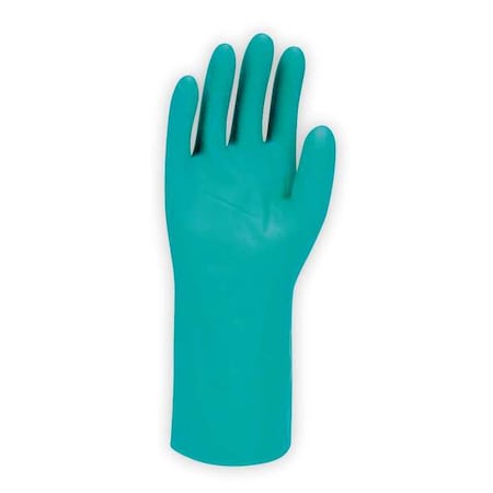Chemical Resistant Gloves, Nitrile, 13 in L, 17 mil, Green, 8, 1 PR