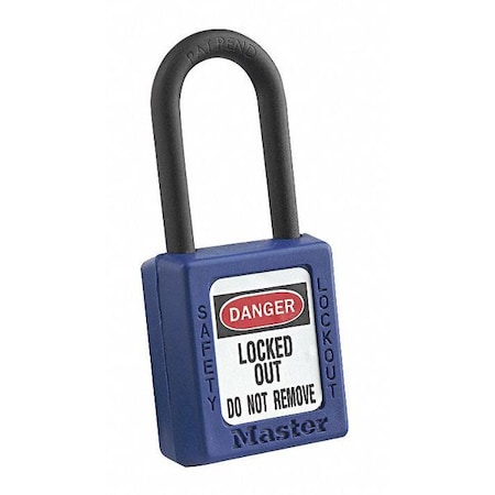 Lockout Padlock, Keyed Alike, Thermoplastic, Blue, 1 1/2 in Shackle Height, 1 1/2 in Body Width