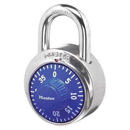 Combination Padlock, Center, Blue/Silver