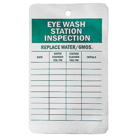 Tag, Inspection, Aluminum, 4 1/4 in H x 3 in W, White, Rectangle, 25 PK
