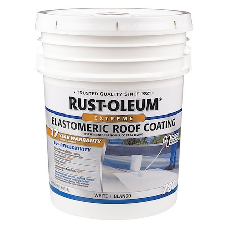 Elastomeric Roof Coating, 4.75 gal., White, Dry Time: 2 to 24 hr