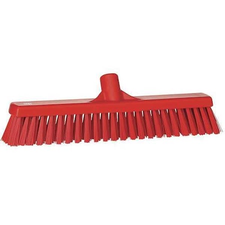 16 in Sweep Face Broom Head, Soft/Stiff Combination, Synthetic, Red