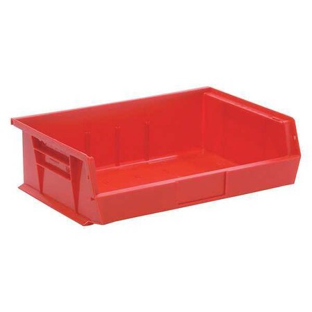 Hang & Stack Storage Bin, Polypropylene, Red, 5 in H, 16 1/2 in W, 10 7/8 in L
