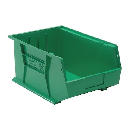 Hang & Stack Storage Bin, Polypropylene, Green, 8 in H, 11 in W, 16 in L