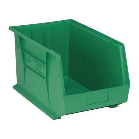 Hang & Stack Storage Bin, Polypropylene, Green, 10 in H, 11 in W, 18 in L