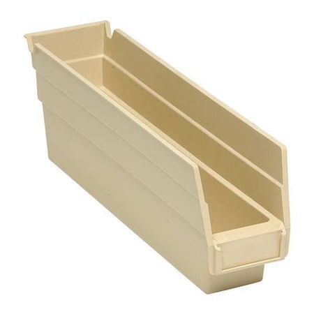 Shelf Storage Bin, Polypropylene, Ivory, 4 in H, 2 3/4 in W, 11 5/8 in L