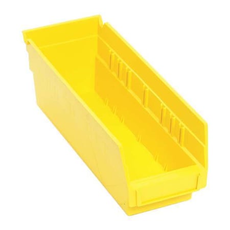 Shelf Storage Bin, Polypropylene, Yellow, 4 in H, 4 1/8 in W, 11 5/8 in L
