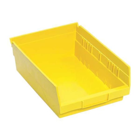 Shelf Storage Bin, Polypropylene, Yellow, 4 in H, 8 3/8 in W, 11 5/8 in L
