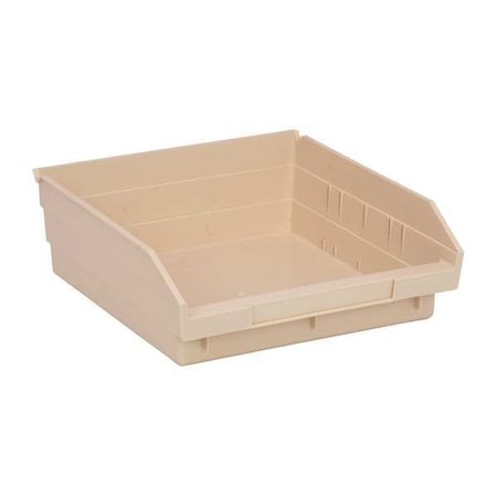 Shelf Storage Bin, Polypropylene, Ivory, 4 in H, 11 1/8 in W, 11 5/8 in L