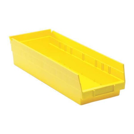 Shelf Storage Bin, Polypropylene, Yellow, 4 in H, 6 5/8 in W, 17 7/8 in L