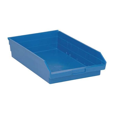 Shelf Storage Bin, Polypropylene, Blue, 4 in H, 11 1/8 in W, 17 7/8 in L