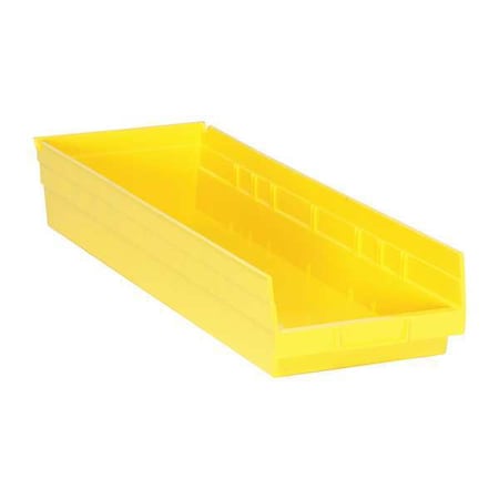 Shelf Storage Bin, Polypropylene, Yellow, 4 in H, 8 3/8 in W, 23 5/8 in L