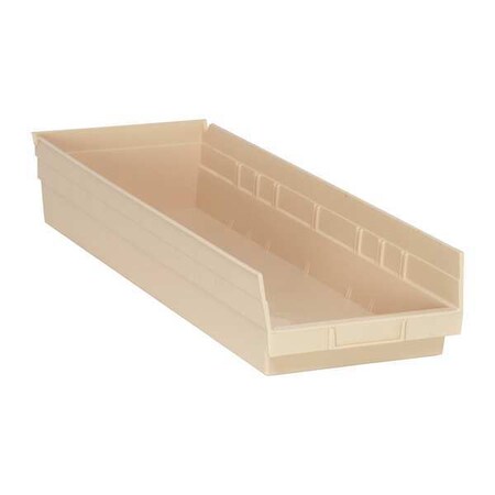 Shelf Storage Bin, Polypropylene, Ivory, 4 in H, 8 3/8 in W, 23 5/8 in L