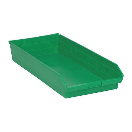 Shelf Storage Bin, Polypropylene, Green, 4 in H, 11 1/8 in W, 23 5/8 in L