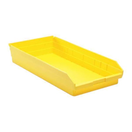 Shelf Storage Bin, Polypropylene, Yellow, 4 in H, 11 1/8 in W, 23 5/8 in L