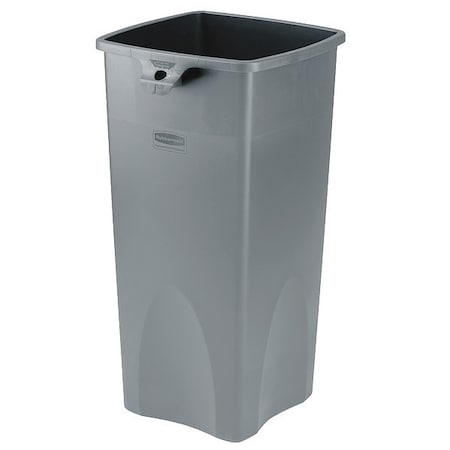 Untouchable(R) 23 gal Square Indoor Plastic Can, Gray, None, Plastic, 15 1/2 in