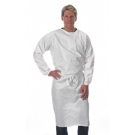 Disposable Sleeve Apron, Tyvek(R), Serged, 5.5 mil, 48 in, White, 2XL