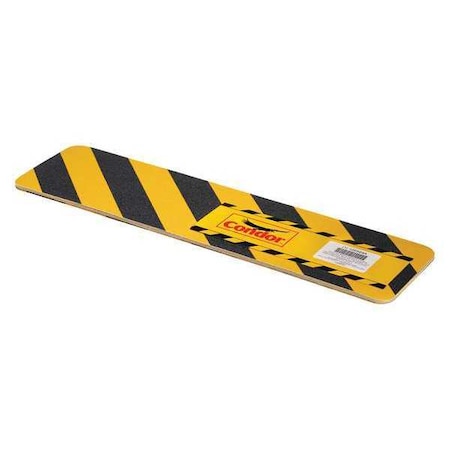 Anti-Slip Tread Aluminum oxide 60 Grit Size, Black/Yellow, 6" W x 2 ft. L, 32 mil Thick